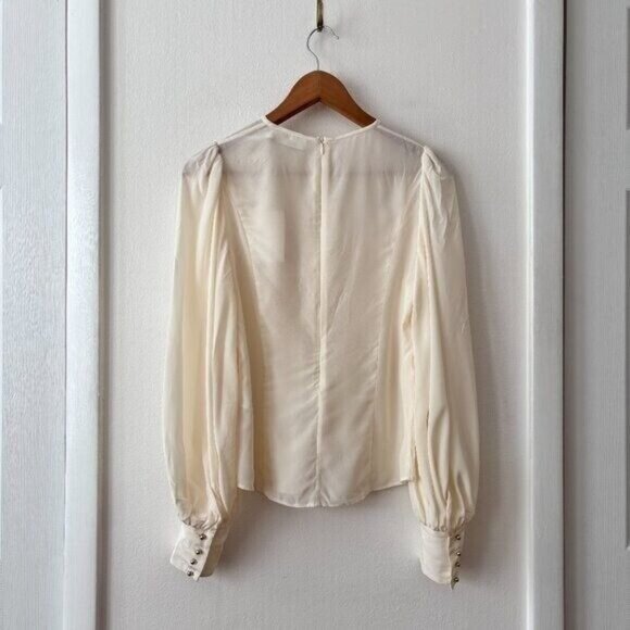 Zimmermann Silk Billow Sleeve Blouse Gold Button Detail - Picture 10 of 11